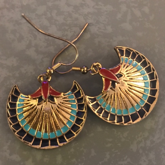 Multi Color Egyptian Style Earrings - Picture 2 of 2